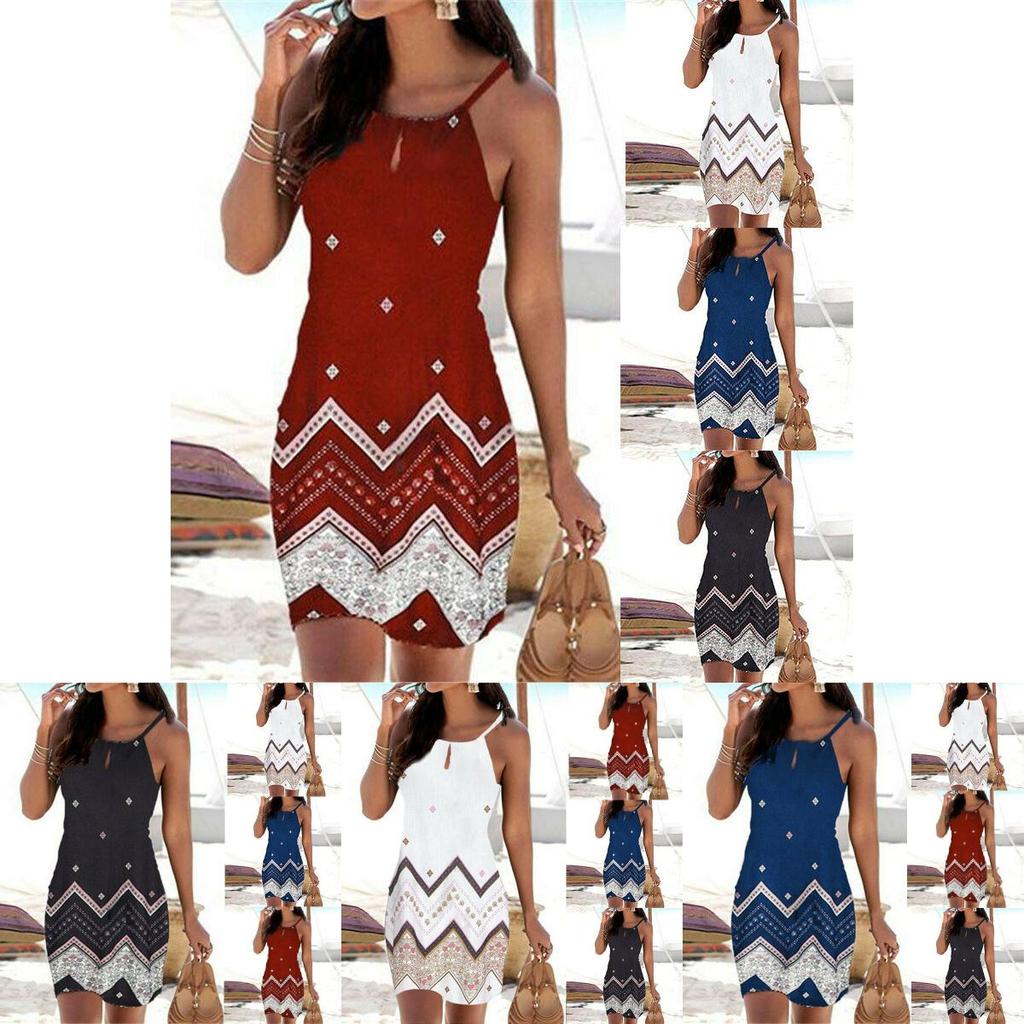 Women's Strappy Floral Print Mini Dress For Summer Stylish Beach Getaways