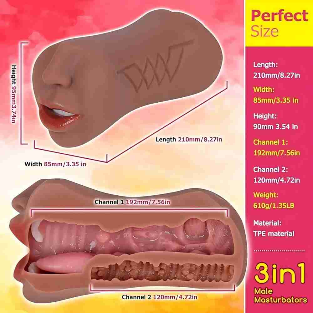 3 IN 1 Sex Toys Masturbation For Men Deep Throat Artificial Real Pussy Oral Male MasturbatorBlowjob Realistic Rubber Vagina