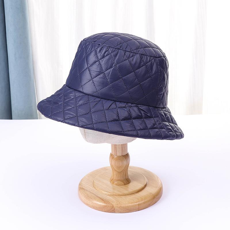 Hat women's new winter bucket hat down cotton versatile show small face thickened breathable warm basin hat men