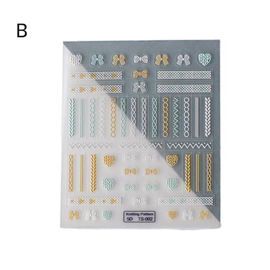 Embossed Nails Art Stickers Creative 5D Engraved Woolen Yarn Pattern Manicure Decals Exquisite DIY Nail Design