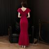 Temperament Red Toast Bride Fishtail Engagement Dress Premium Wedding Return Dress Casual Host Long Dress