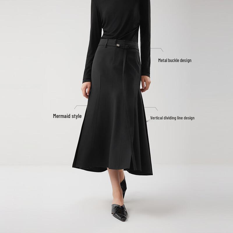 ELLE French Lambswool Fishtail Midi Skirt