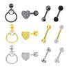 4Pcs  Trend Heart Zircon Tongue Ring Bars Barbell Stainless Steel Tongue Ring Lip Piercing For Women Body Jewelry