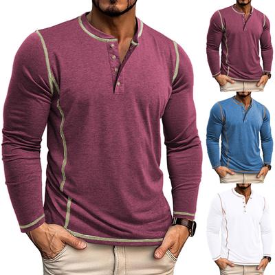 Men's Solid Color Long Sleeve T-Shirt Shirt Men's Casual Sports Top