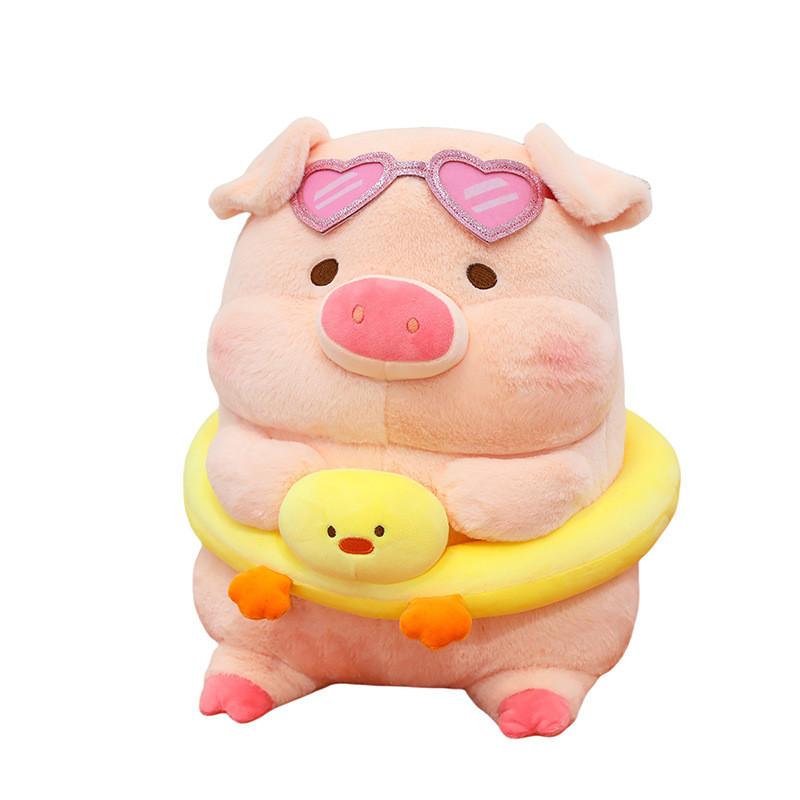 Cartoon Plush Toy Pig With Swimming Ring Cute Animal Soft Doll Gift For Kids