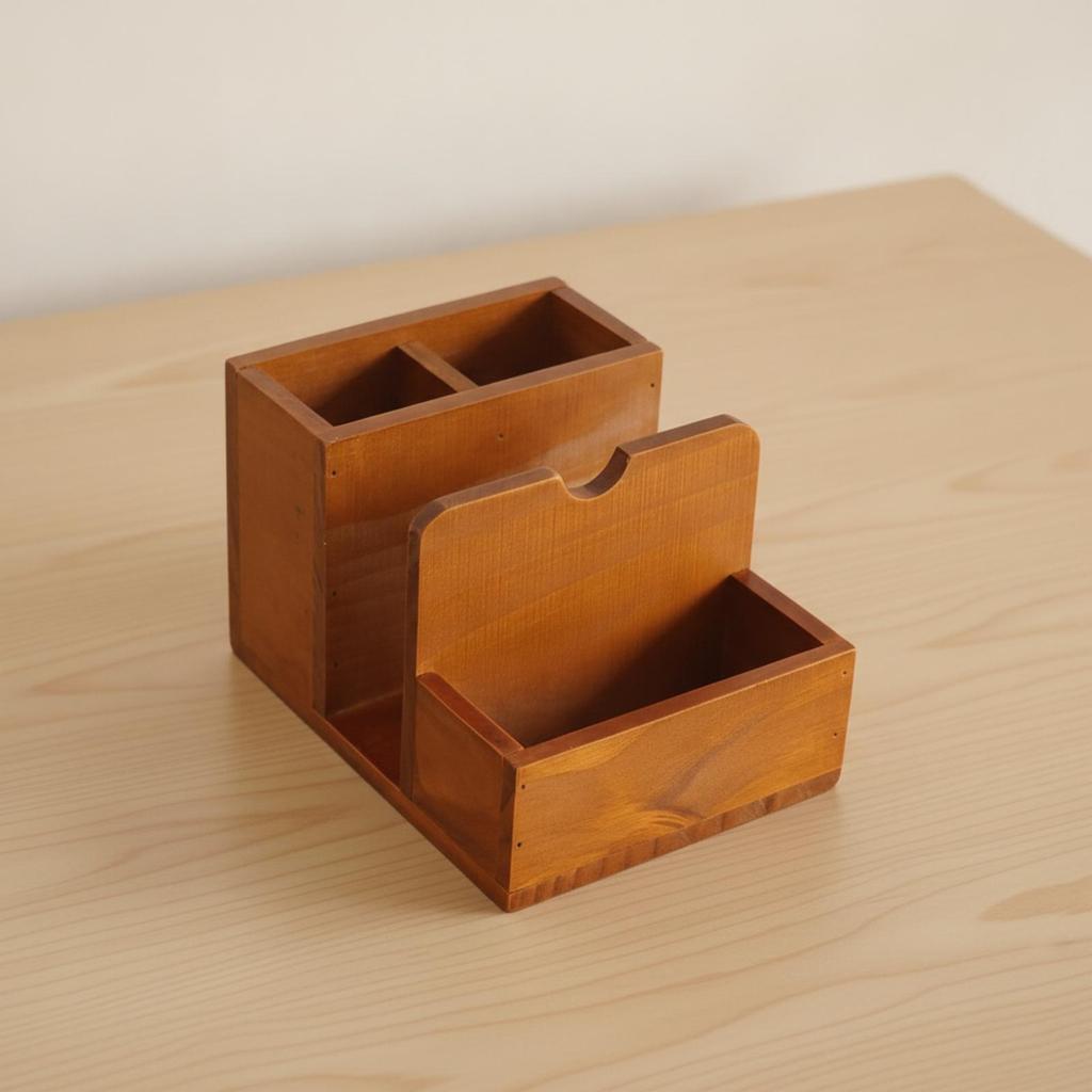 Wooden Desk Organizer with Tray Solid Wood Tabletop