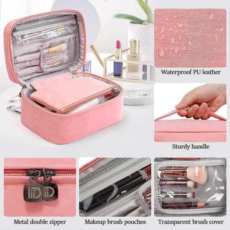 Damen Kulturbeutel Make-up Tasche Große Kapazität Kulturbeutel Wasserdichte Reisetasche 2 Stück Rosa