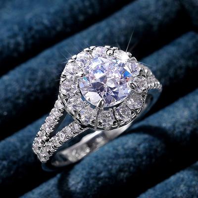 Nye Elegante Runde Cubic Zirconia Krystall Bryllupsringer for Kvinner AAA Hvit CZ Sten Høy Kvalitet Mote Forlovelses smykker