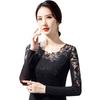 Lace Long Sleeve T Shirt With Mesh Fabric For Womens Elegant Office Wear