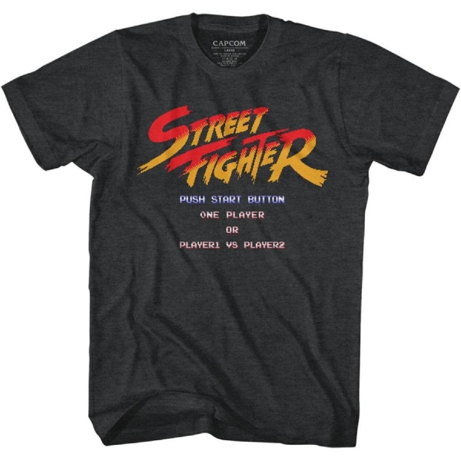 Street Fighter - Mens Start Screen T-Shirt, Small, Black Heather S