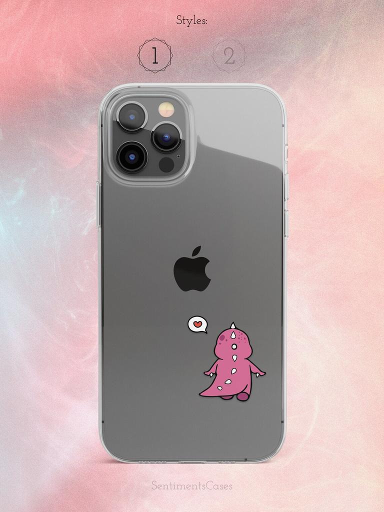 Cute Dino Clear Phone Case for iPhone 13 12 11 14 15 Pro Max Case Mini XR XS Max 7 8 Plus SE Case Silicone Tpu Dinosaur Cover