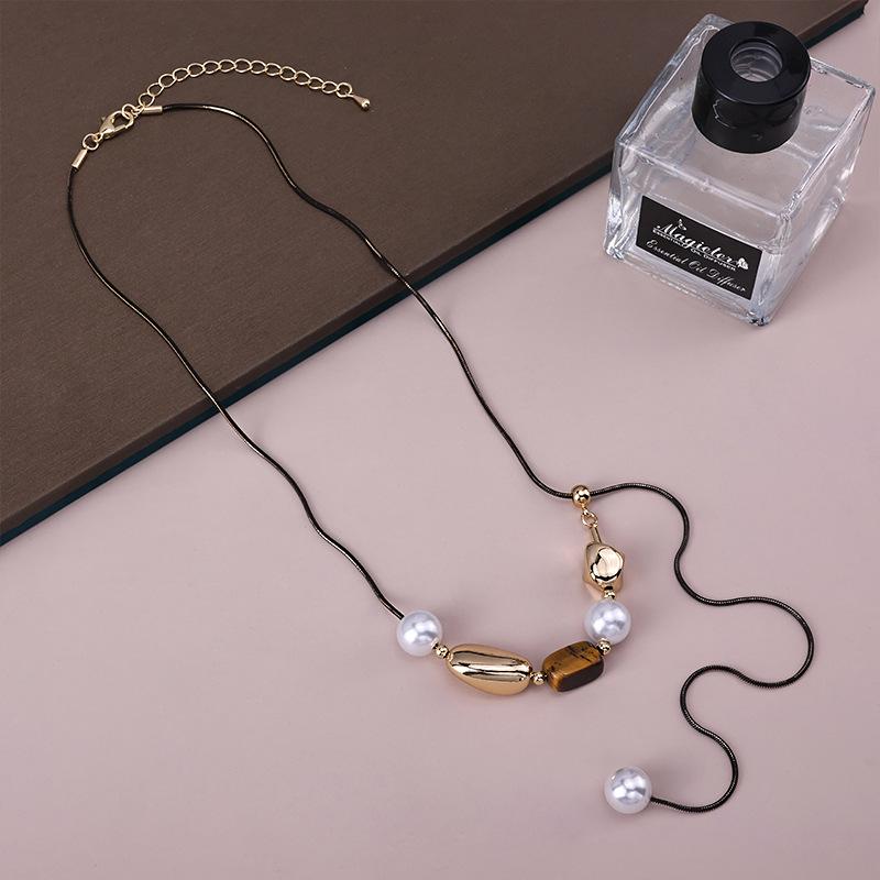 

Tiger Eye Stone Irregular Silver Plated Necklace with Square Pendant