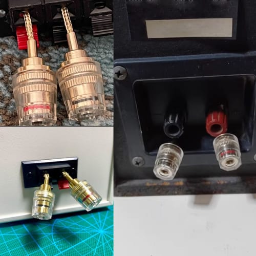 YFFSFDC Banana Plug Conversion Connectors To 4mm Speaker Cable Connectors, Audio Jack Connectors for Speaker Cables (2 Pairs)