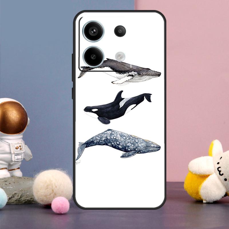 Shark and Killer Whale Case For Xiaomi Redmi Note 14 13 9 10 11 12 15 Pro Plus Redmi 15 15C 14C 10C 12C 13C Cover