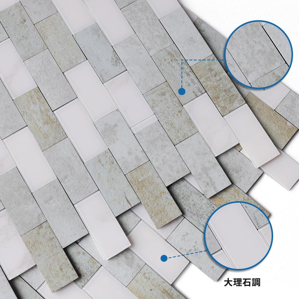 M MOFIT Tile Stickers for Kitchens and Bathrooms Waterproof Mosaic Subway Tile Wall Panels 5 Marble-Look - (Light Gray, Panels)