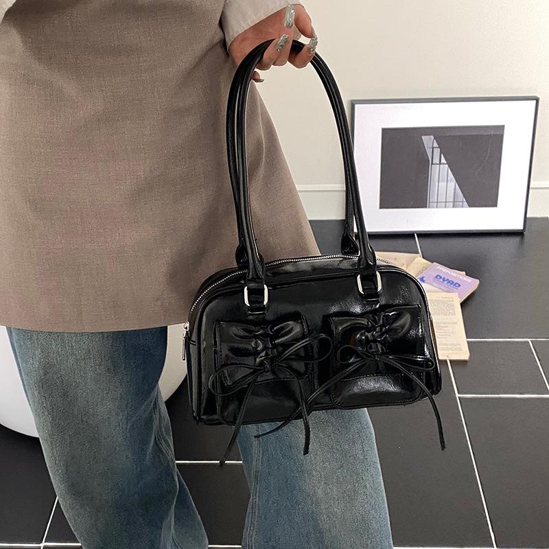 Premium underarm bag women's new 2025 niche bow baguette bag fashion cross mirror shoulder bag