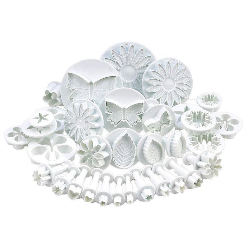 33pcs Fondant Cutters Cookie Plunger Cutters Snowflake Flower Leaf Butterfly Shape Icing Modelling Tools for Cake Sugarcraft Decorating