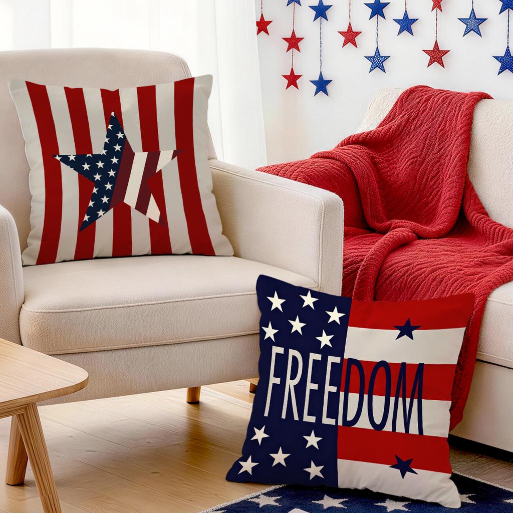 Independence Day Flag Cushions Pillowcase Polyester Cushion Cover Throw Pillow Pillowcover Home Car Sofa Decor