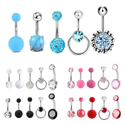5Pcs  Shiny Navel Belly Button Rings Women Barbell Body Piercing Jewelry