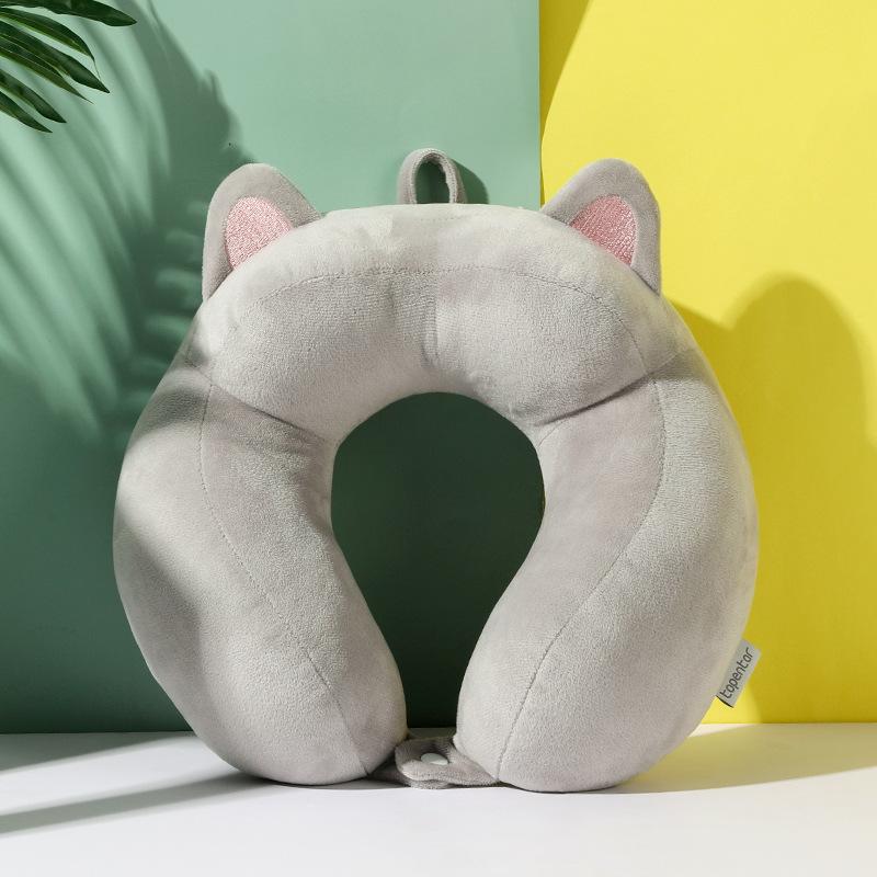 Office Nap Neck Pillow Cartoon Cat Ears Neck Pillow Travel Portable Neck Pillow Hump Plane Pillow серый