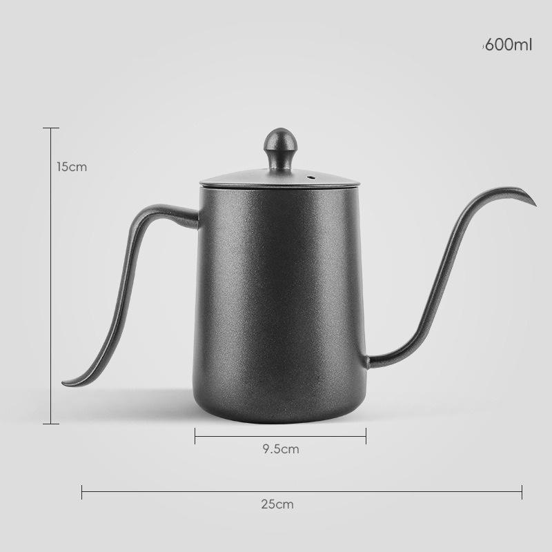 

JUSTINLAU 600/1500ML Coffee Hand-making Kettle 304 Stainless Steel Swan Neck Slender Mouth Kettle Wooden Handle Coffee Utensils