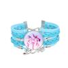 1Pc Demon Hunters KPOP Cartoon Time Gem Bracelet, Leather Braided Blue Multi Layer