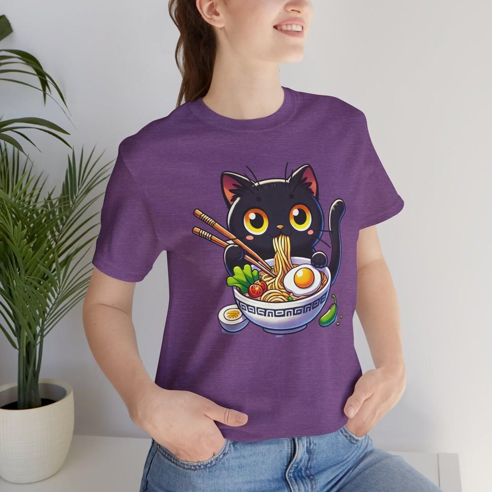 Смешные футболки с котами, Футболка с котом и раменом, Милый кот, Футболка с котенком, Унисекс футболка для кошатницы XXL