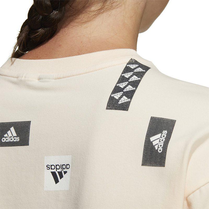 adidas T Shirts Women's Ecru Crew Neck Moderate Straight Fit HM5295