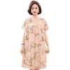 Floral Print Cotton Silk Knee-Length Dress for Middle-Aged Women – Lightweight, Short-Sleeved, Loose-Fit, Plus Size