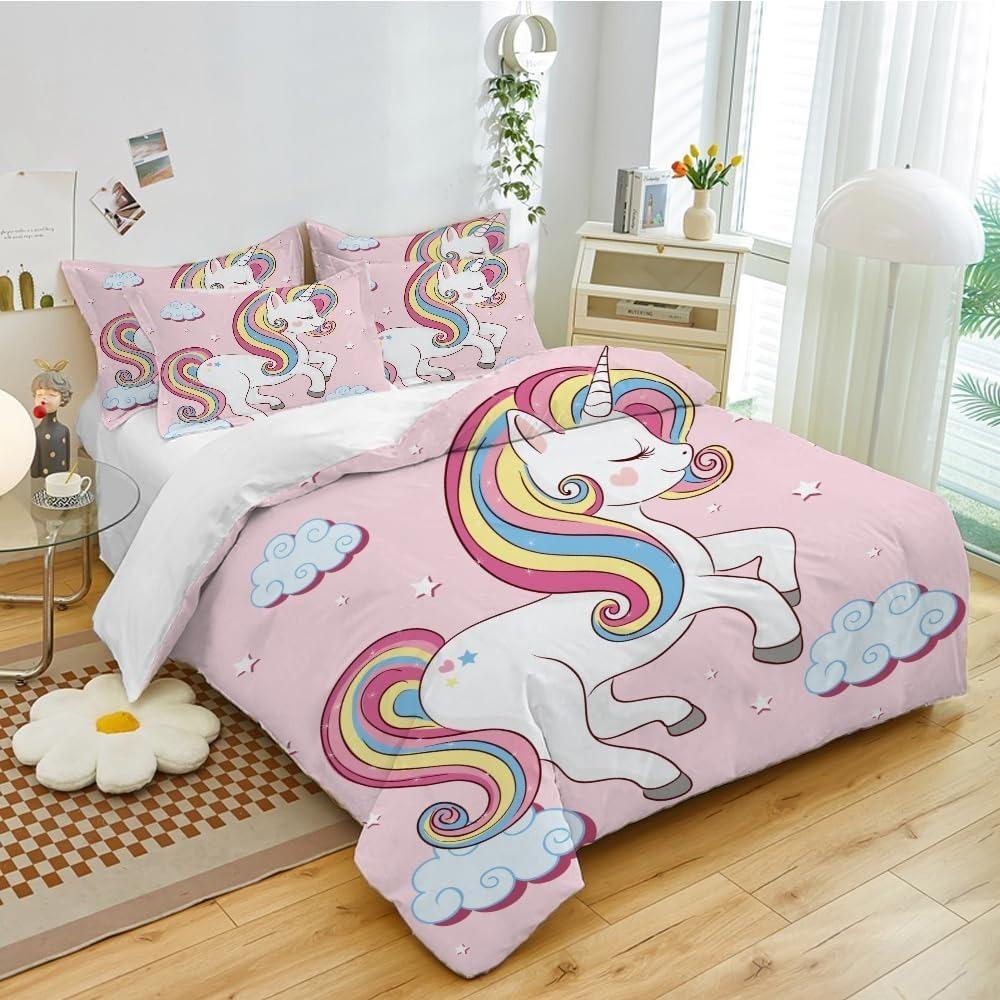Unicorn 2/3 Piecebedroom setChildren'sGift Teenagers Adulte Microfibre Double Bed Single Bed Duvet Cover with ZipRoom Decor