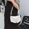 Solid Color Bowknot Shoulder Bucket Bag Korean Style Bow Tote Bag Women Armpit Bag  Office Worker