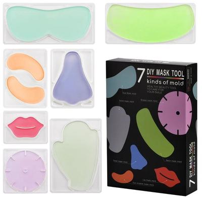 Wiederverwendbare Transparente Gesichtsmaskenform DIY Gesichtspatch Verjüngung Feuchtigkeitsspendend Lippen Augen Nase Werkzeuge 7 Stück pro Set, 1 Stück