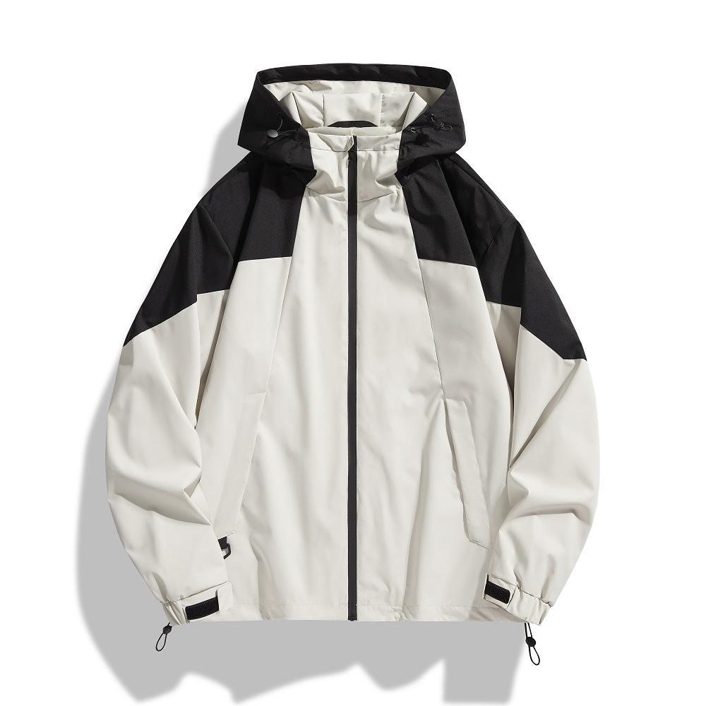 Trendy Spring & Fall Splash-Proof Hooded Jacket for Couples - Street Style Outdoor Casual Wear