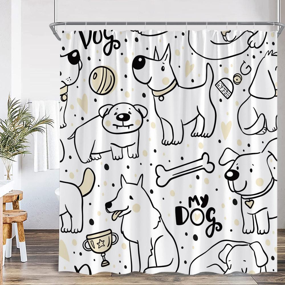 Cartoon Kids Bath Curtains Birds Rainbow Unicorns Cute Cats Fish Funny Animals Bathroom Decortaion Shower Curtain With Hooks