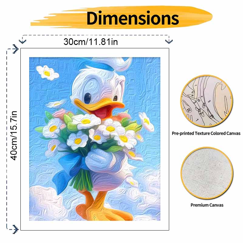Disney Donald Duck Flowers Paint By Number Kit Number Drawing Canvas DIY Picture Home Decor Artistic Craft Wall Art Unique Room Gift Idea