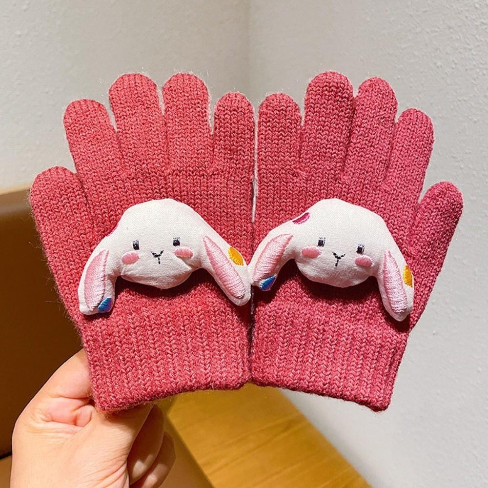 Candy Color Cute Animal Kids Knit Gloves Warm Full Finger Gloves  Riding