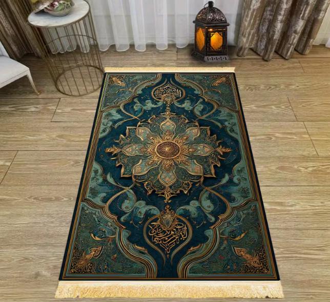 Prayer Carpet with Tassels Anti Slip and Foldable Carpet Places Such As Family Lobbies and Living Rooms for Home Decoration