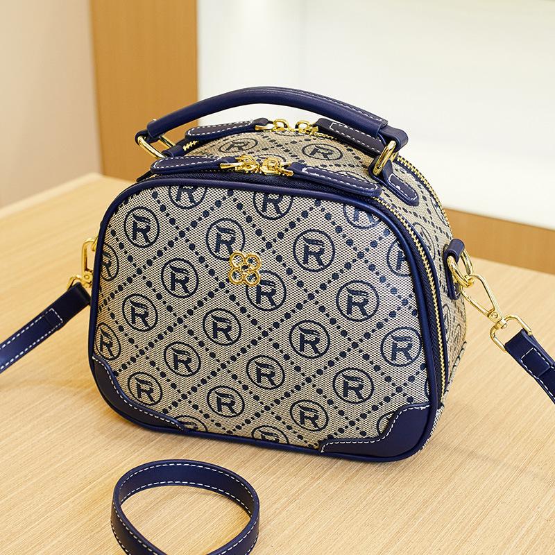 

Винтажная маленькая круглая сумка с принтом, персонализированные вышитые буквы, модная сумка-мессенджер, универсальная вместительная наплечная сумка-тоут