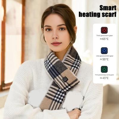 Winter Heated Scarf Men Women Rechargeable 3 Heat Settings Waterproof Neck Heating Pad