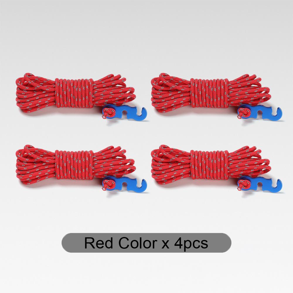 

4 шт., наружные растяжки, шнуры для палаток, светоотражающая походная веревка с алюминиевым регулятором растяжек, натяжитель, чехол для тента, брезента 3mm&4M красный