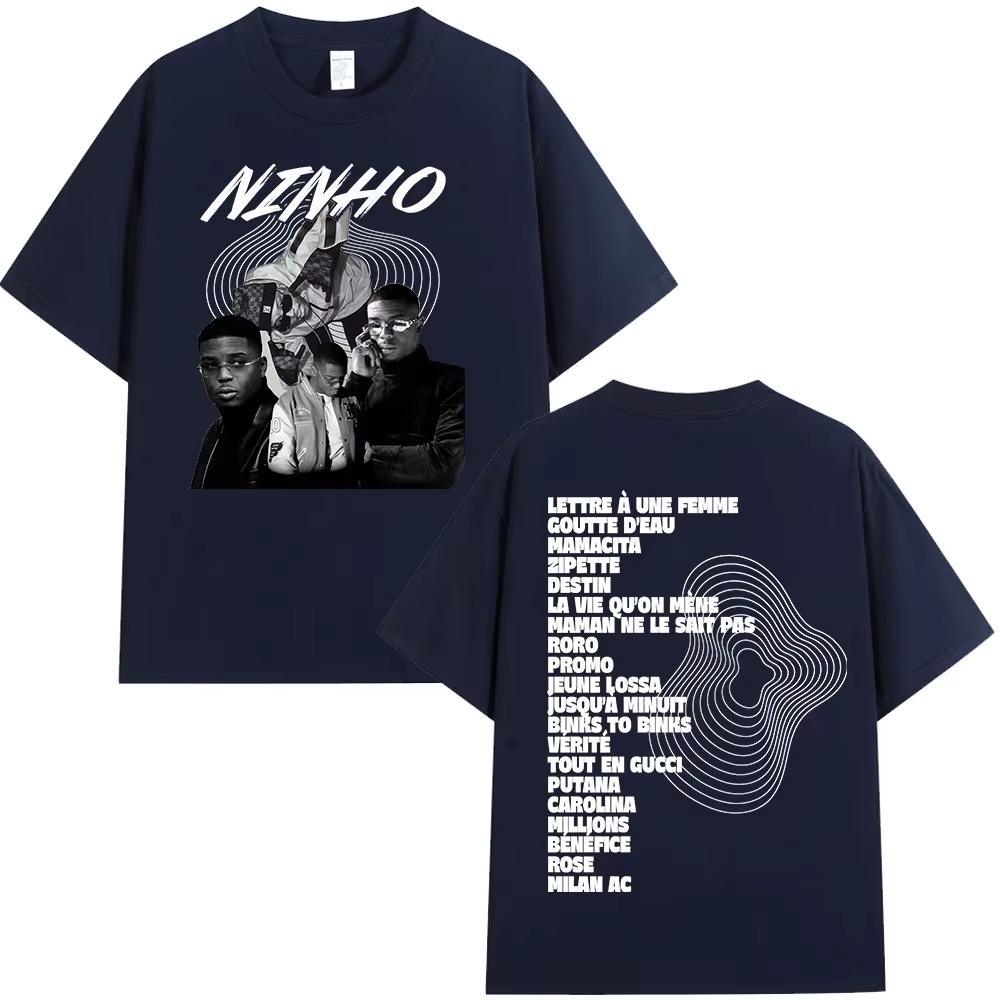 Rapper Ninho album graphics 100Cotton music Tshirt Men 2026 New Summer Hip hop unisex ventilate Short sleeve shirt fan gifts