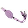 3 in 1 Multi Retractable Charger Cable 3A with TypeCfor IOSfor Android Connector(Purple )