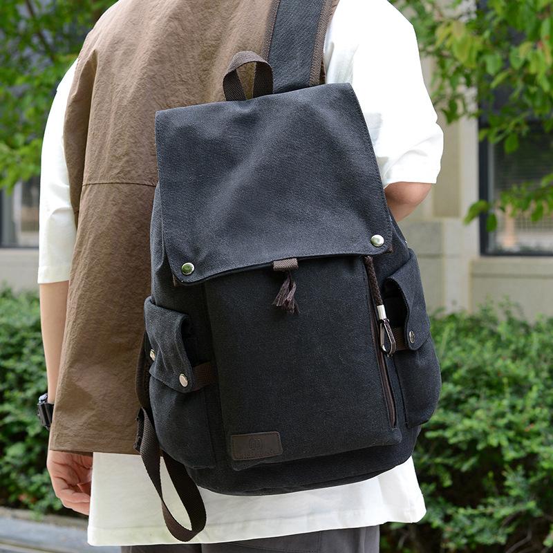 Schoolbag Men's Backpack Casual Simple Backpack Cloth Bag Junior High School Student School Bag Large Capacity Travel Computer Bag