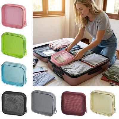 Reißverschluss-Design Netz-Aufbewahrungstasche Netz-Lippenstift Kosmetiktasche Einfache Datenkabel-Aufbewahrungstasche