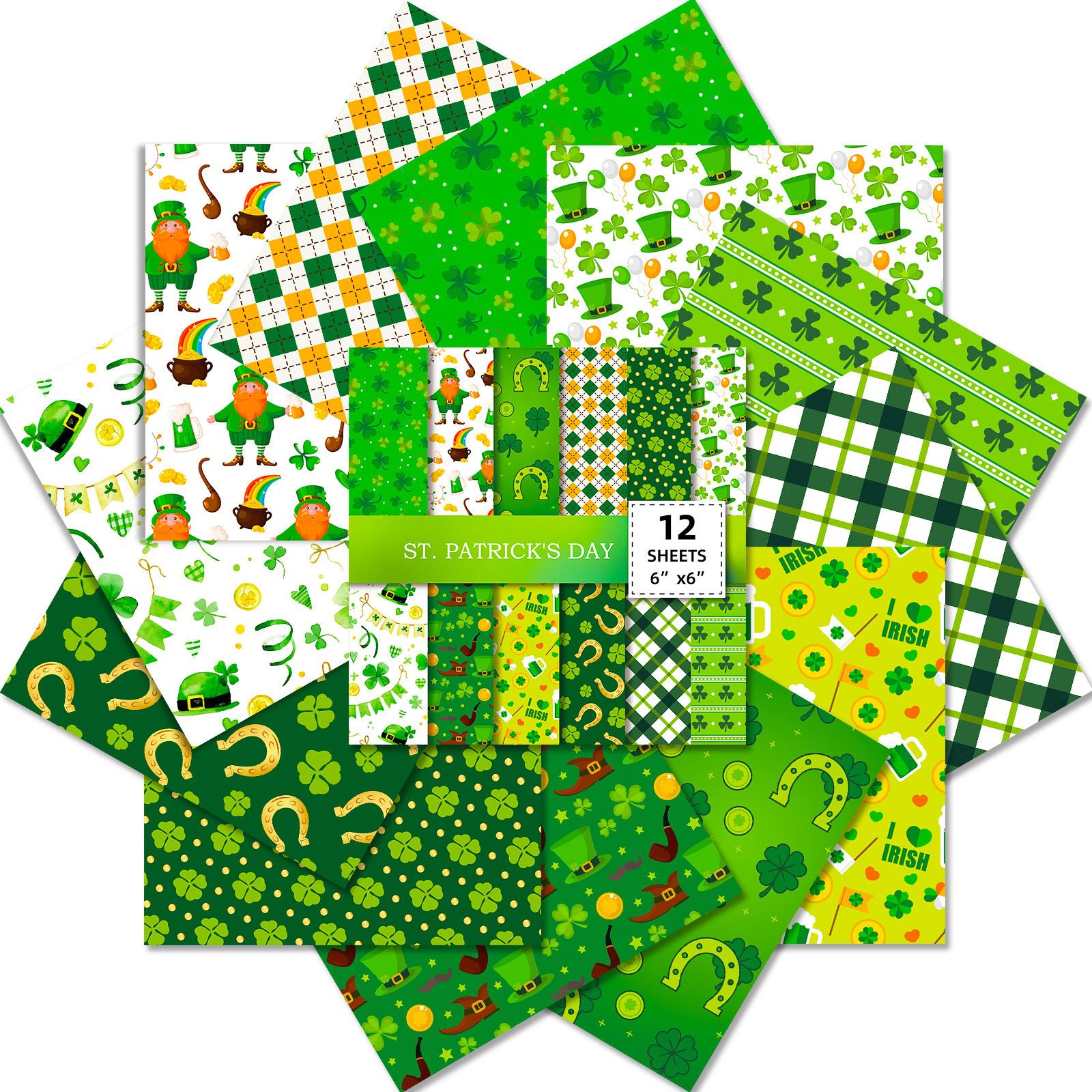 

DIY12 листов/упаковка шляпа St. Патрик записки справочник карты фон узор бумага DIY материал справочника 15cm*15cm