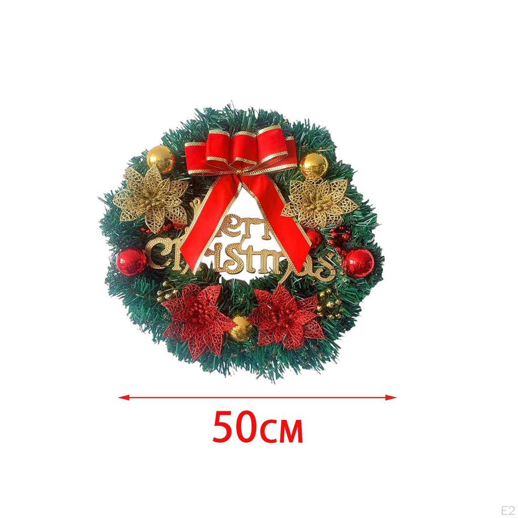 20 inch Christmas Wreath Hanging Ornament with Bowknot Flower Garland for Wall
