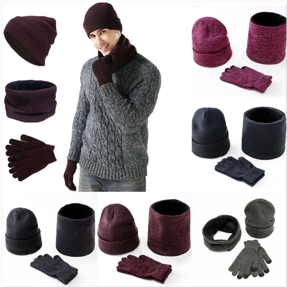 

New Neck Warmer Knitted Beanie Cap Winter Warm Hat Scarf Gloves Set Fleece Scarf