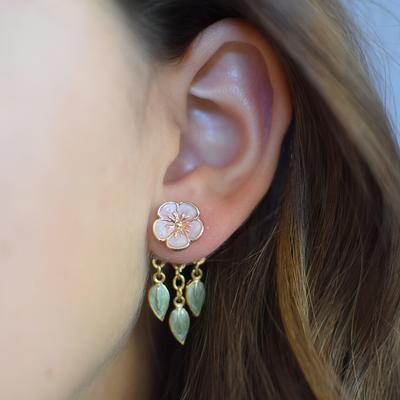 Mode Emaille Bunte Blume Blätter Vorder- und Rückseite Ohrringe für Frauen Koreanische Design Blatt Ohrringe Vintage Süße Schmuck