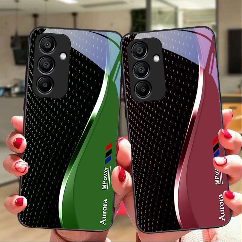 Creative Curve Double For Samsung Galaxy A15 5G 54 4G 51 50 24 35 90 71 12 51 53 52S 80 22 34 Black Tempered Glass Phone Case