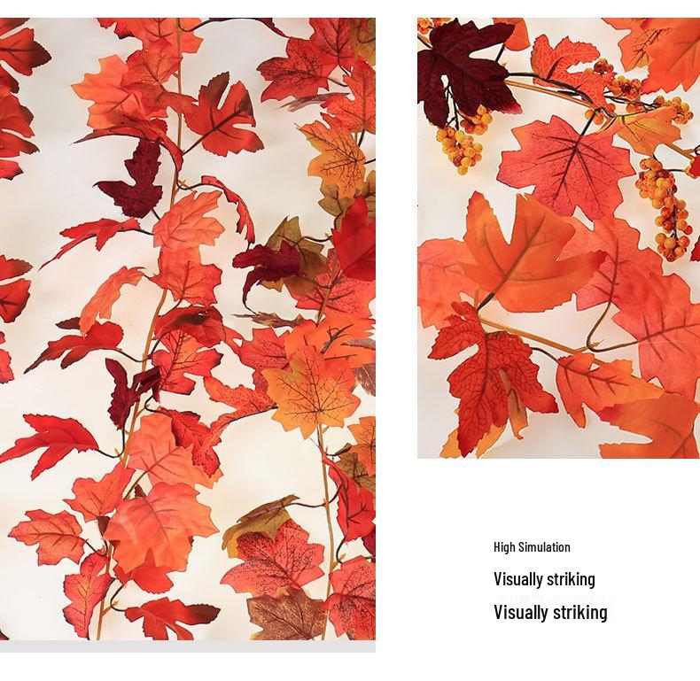 Autumn Festival Maple Leaf Vine Display: Fake Leaves for Halloween & Decorative Scenery
